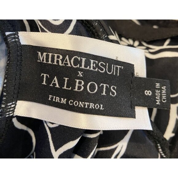 NWT Miraclesuit x Talbots Bathing Suit One Piece One Shoulder Black White 8 New - Picture 5 of 6